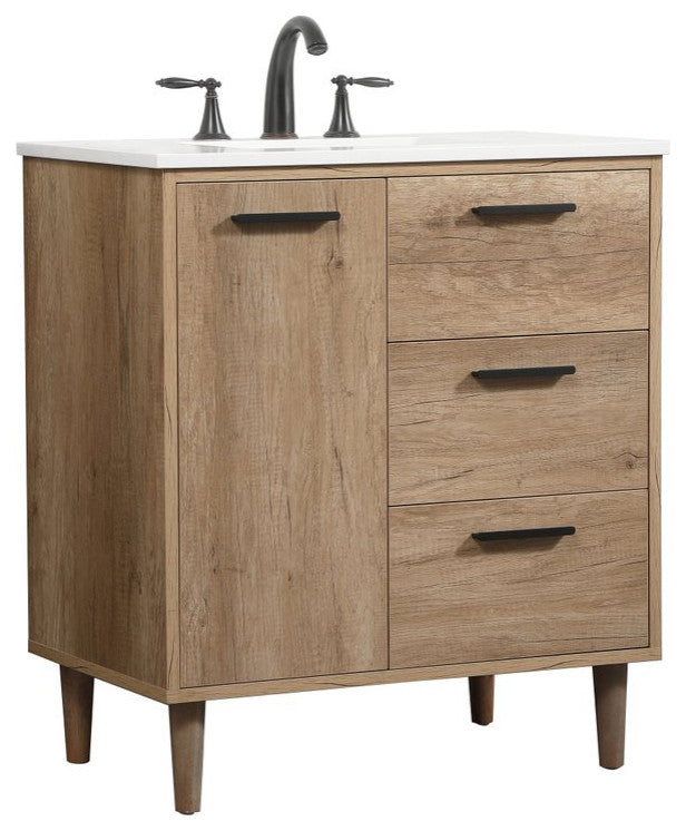 Bailey 19" Modern Natural Oak-Light Bathroom Vanity