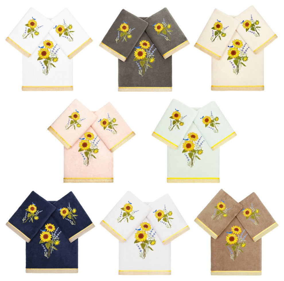 Linum Home Textiles 100% Turkish Cotton GIRASOL 3PC Embellished Towel Set