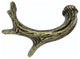 Antler Right Facing Cabinet Pull, Antique Brass