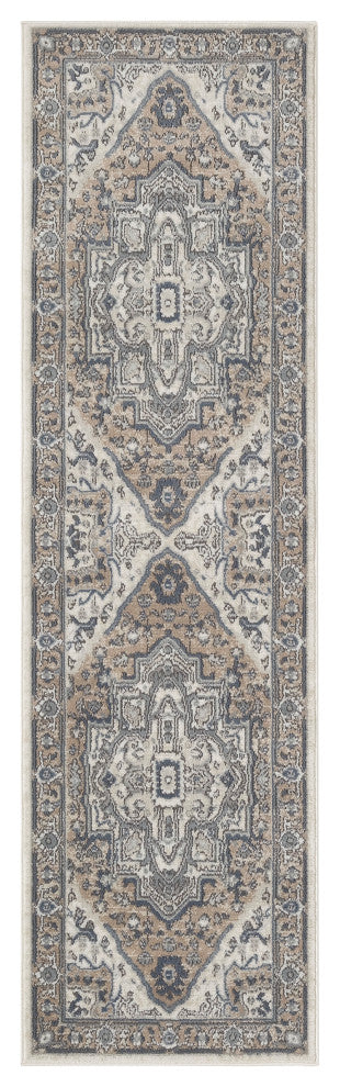 Nourison Quarry 2'2" x 10' Ivory Taupe Vintage Indoor Rug