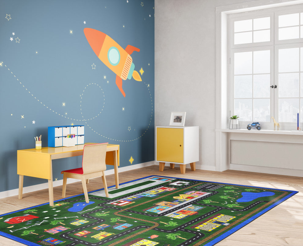 Kid Essentials Rug, Tiny Town, Multicolored, 5'4"x7'8"