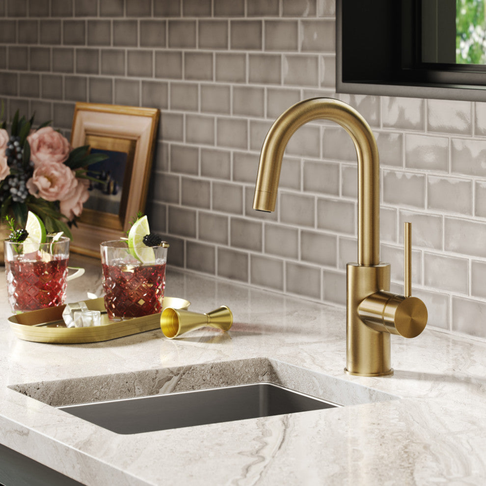 Oletto 1-Hole Kitchen Bar Faucet, Spot Free Bronze
