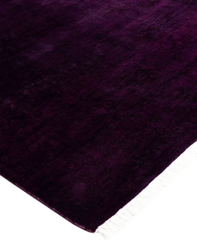 Overdyed One-of-a-Kind Hand-Knotted Area Rug Purple, 3' 2" x 12' 5"