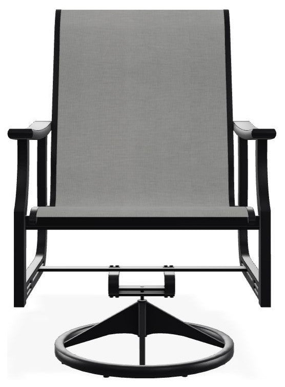 St. Catherine Sling Outdoor Swivel Rocker, Alloy/Black