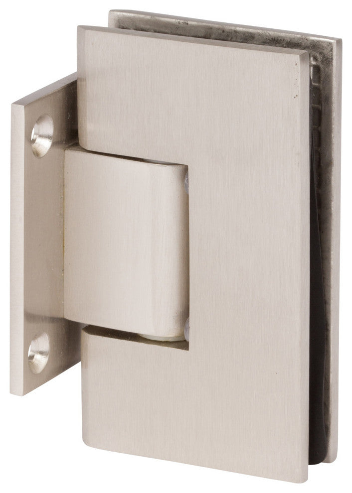 Heavy Duty Square Corner Shower Hinge, Short Back Plate, Brushed Nickel