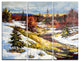 "Spring Valley With River" Glossy Metal Wall Art, 3 Panels, 36"x28"
