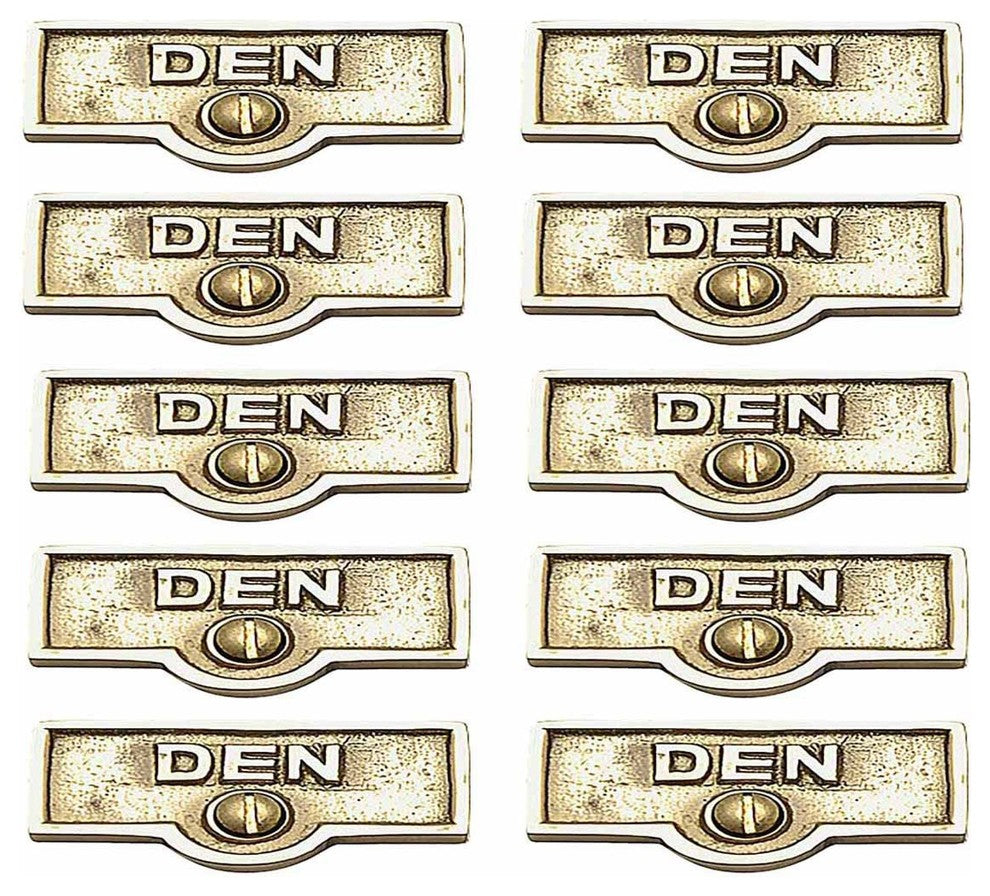 10 Switch Plate Tags DEN Name Signs Labels Lacquered Brass |