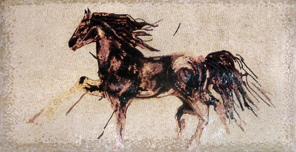 Marble Mosaic - Horse Gallop, 59x31