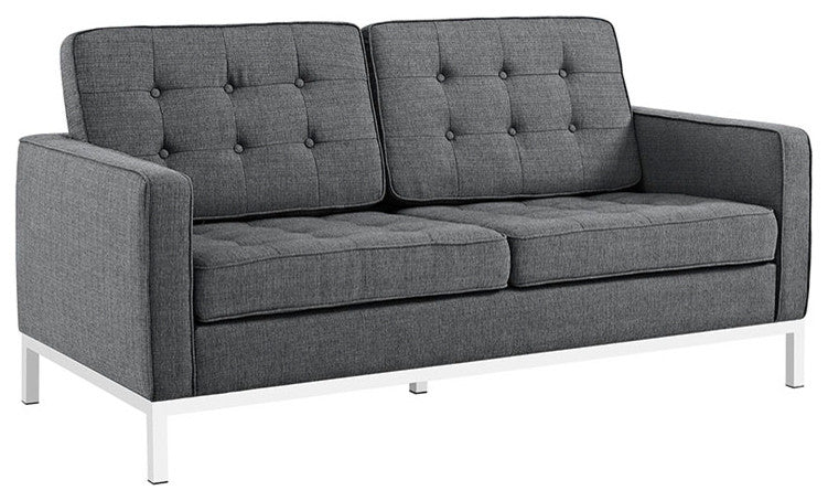 Modway 3-Piece Fabric Loft Living Room Set, Gray