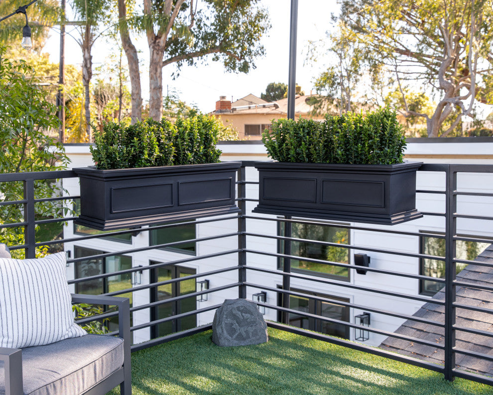 Brixton Window Box Planter With Bracket, 36", Black, 36 Inch, 2 Pack