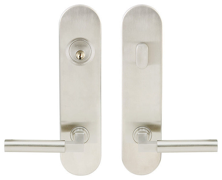 LA221 Aurora Lever, Tubular Entry Single Cylinder, 2-3/8"Backset, SS LH