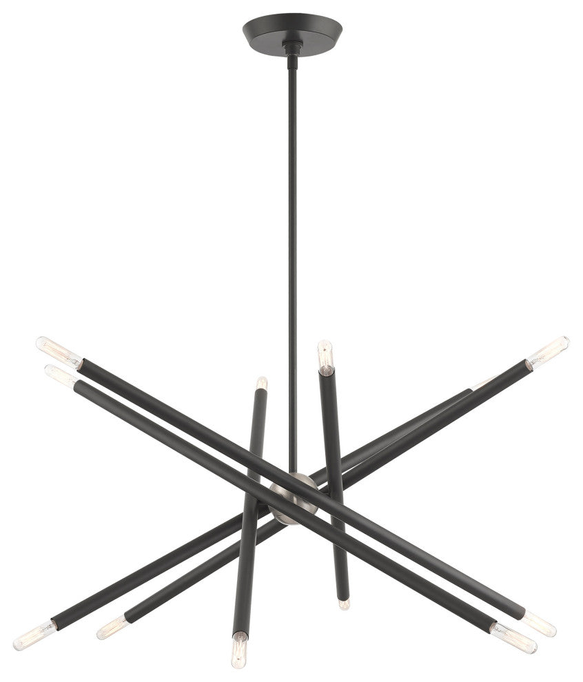 Livex Lighting Soho 12 Light Scandinavian Gray, Brushed Nickel Chandelier