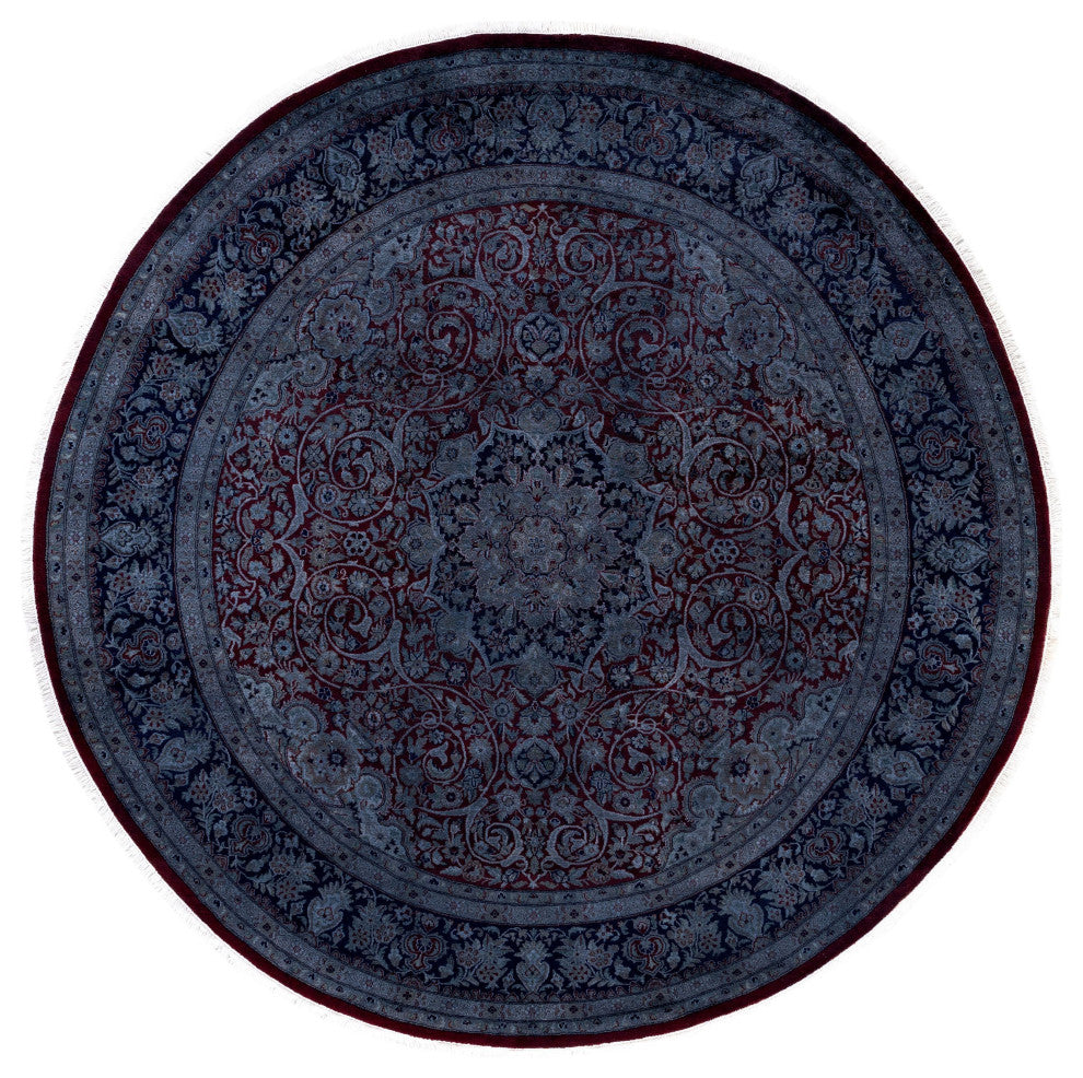 Overdyed One-of-a-Kind Hand-Knotted Area Rug Red, 8' 1" x 8' 1"