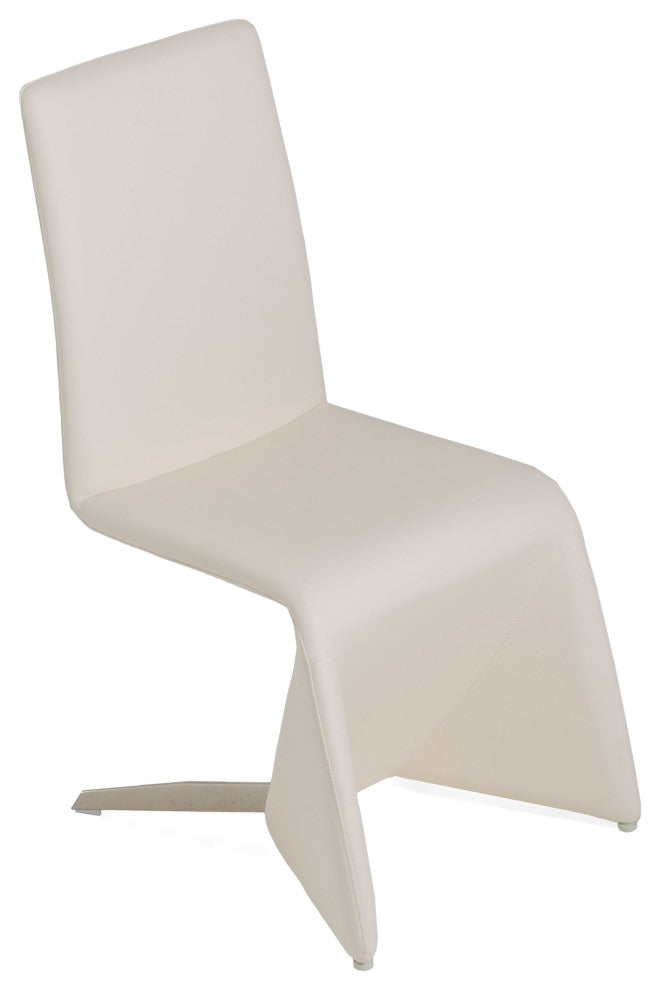 Modrest Nisse Contemporary Leatherette Dining Chairs, Set of 2, White, Chrome