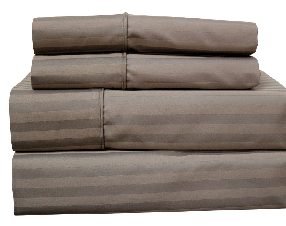 650 TC 22" Extra Deep Pocket Stripe Sheet Set, Taupe, King