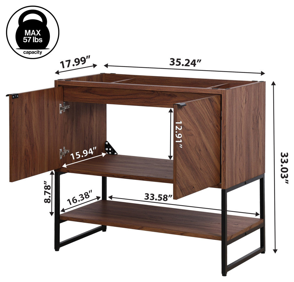 Juhl Chevron-Front 2-Shelf Bath Vanity Cabinet Only, Sink Basin Not Included