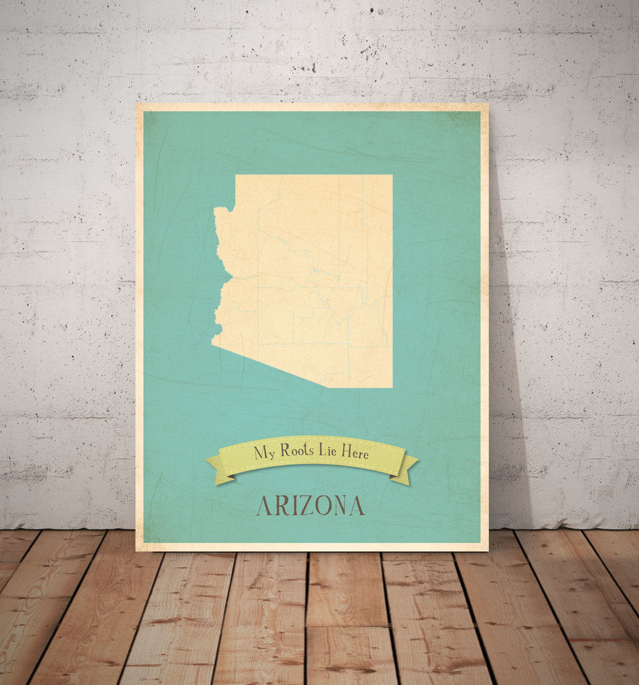 My Roots Arizona State Map Paper Print, 18x24