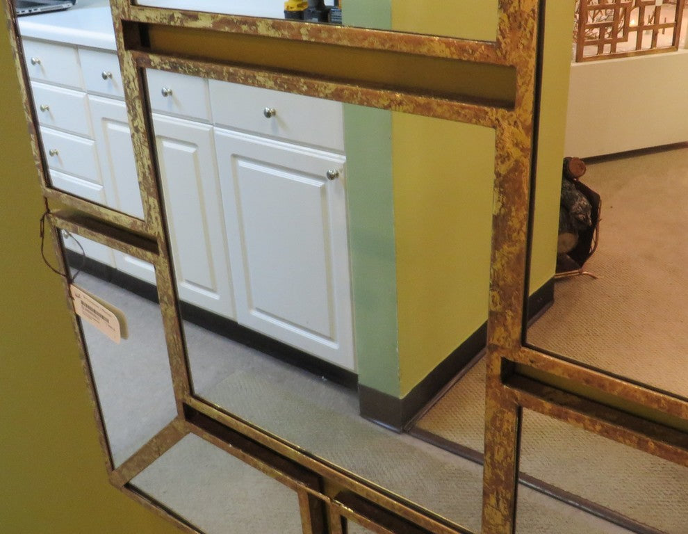 60" Contemporary Gold Mirrored Wall Art, Large Tall Divided