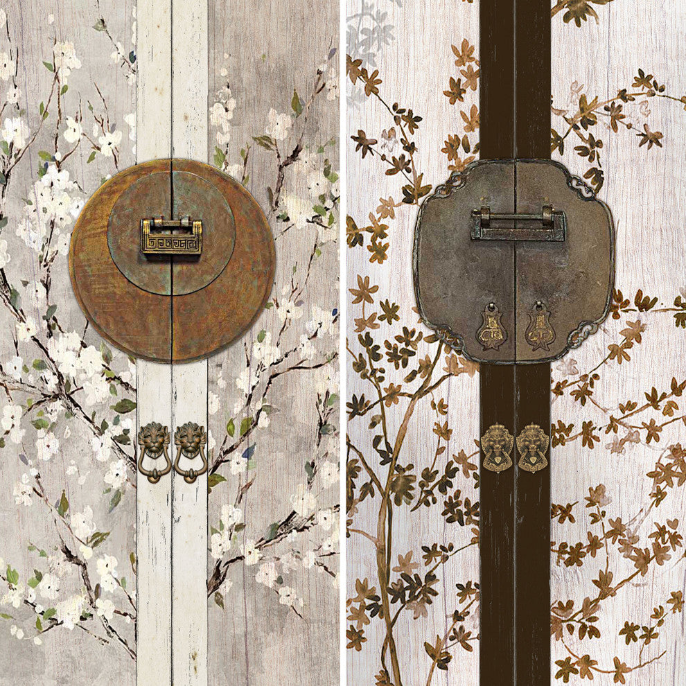 6' Tall Double Sided Asian Lock Canvas Room Divider
