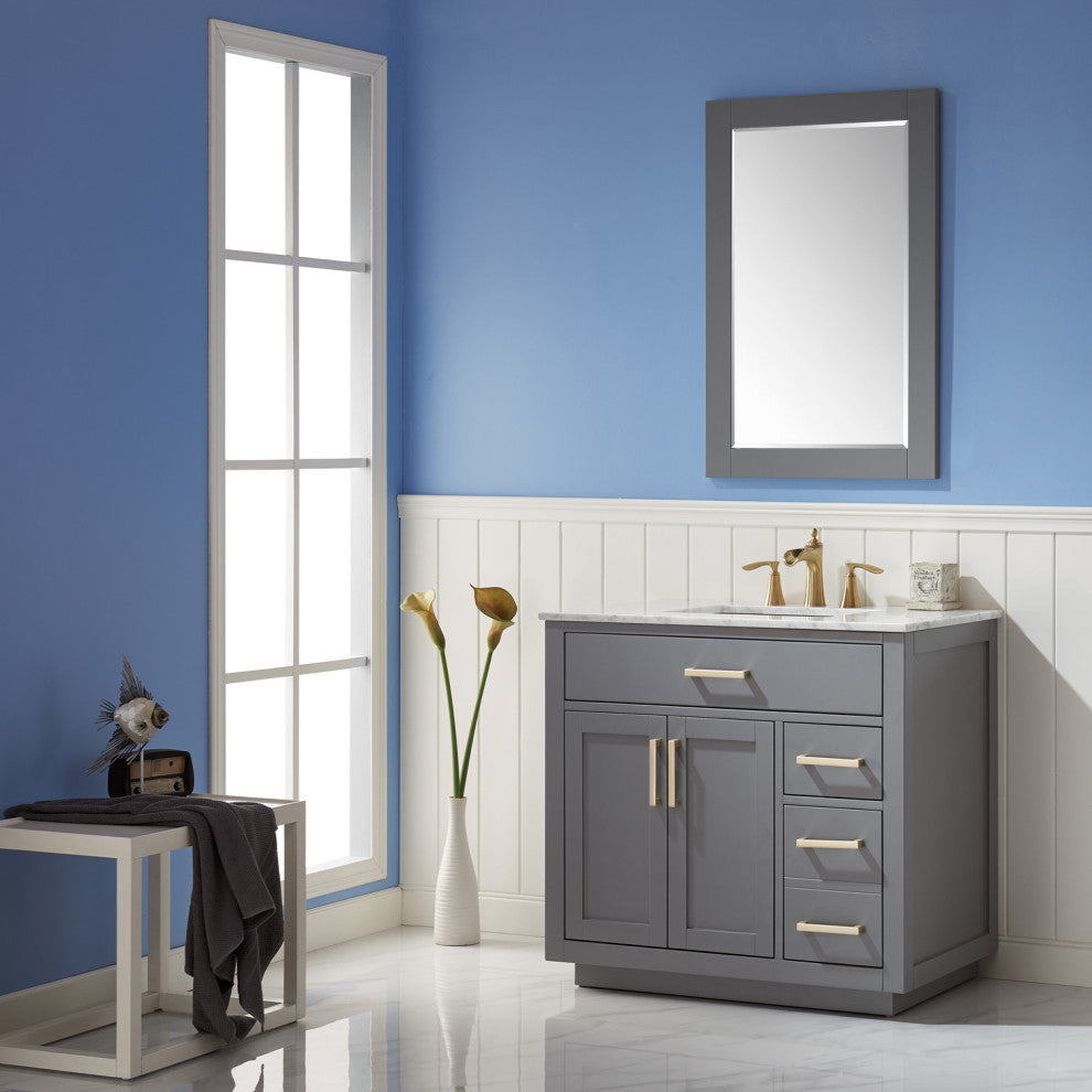Ivy Gray Bathroom Vanity Set, 36", With Mirror