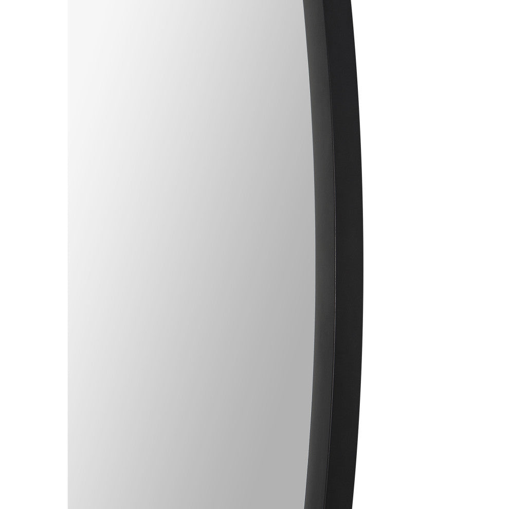 Rayden 36" round decorative matte black wall mirror