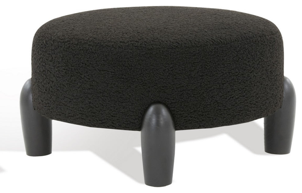 Safavieh Couture Perez Scandinavian Round Ottoman, Black
