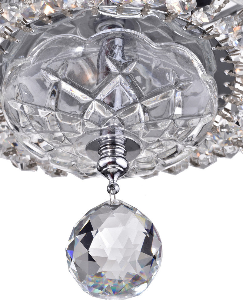 3-Light Chrome Finish Crystal Ceiling Flush Mount Chandelier Small Glam Lighting