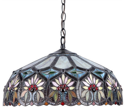 SUNNY Tiffany-style 2 Light Floral Ceiling Pendant Fixture 18inches Shade