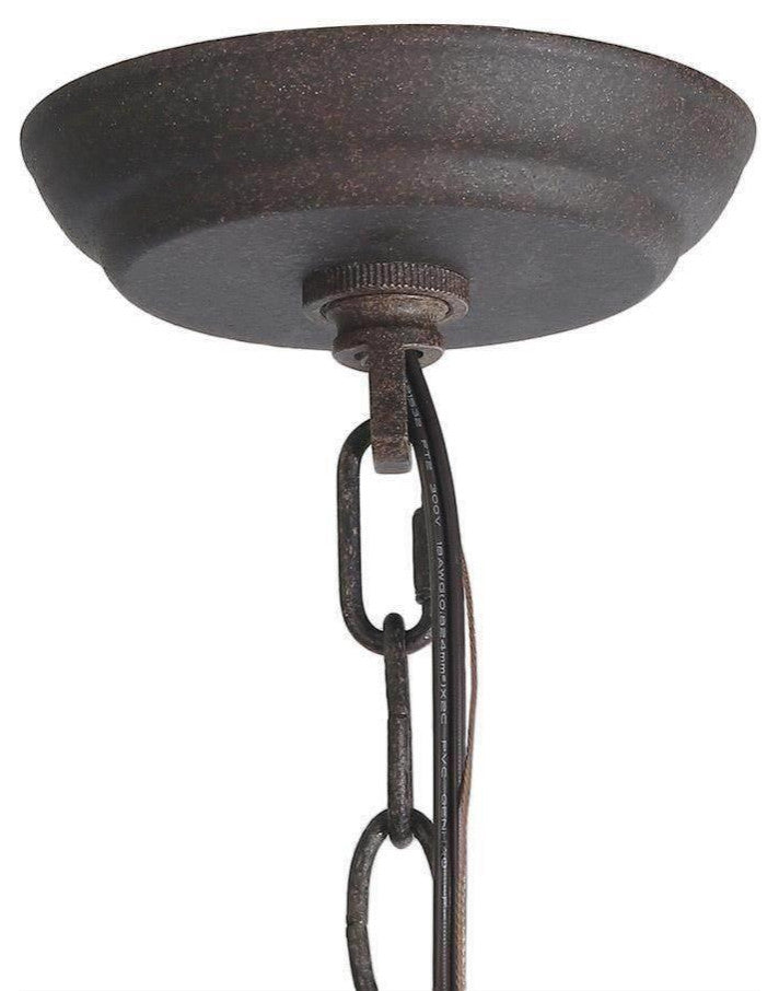 LNC 6-Light Distressed Wood French Country and Farmhouse Candle Chandelier