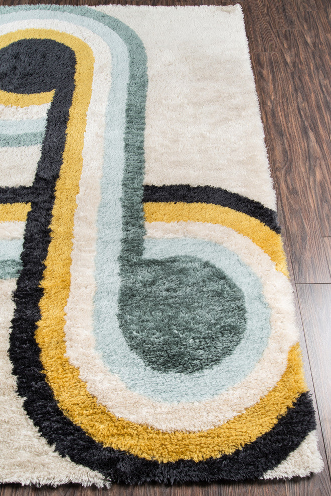 Retro Blue Rug, 2'x3'