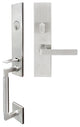 Tokyo Lever, Mortise Entry Handleset, Left Hand Reverse, Satin Stainless Steel