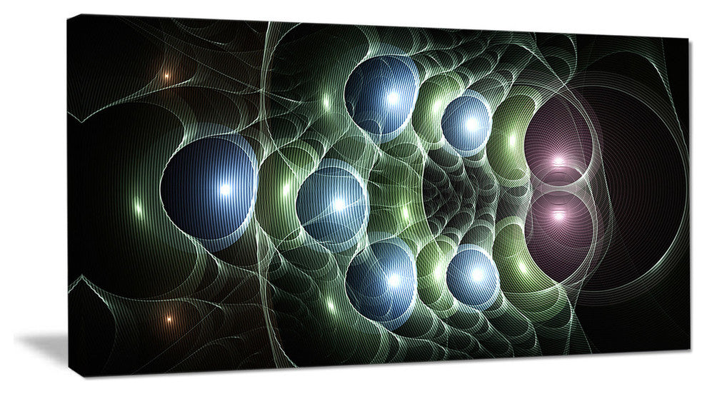 Light Blue 3D Surreal Circles, Oversized Abstract Canvas Art Print, 60x28