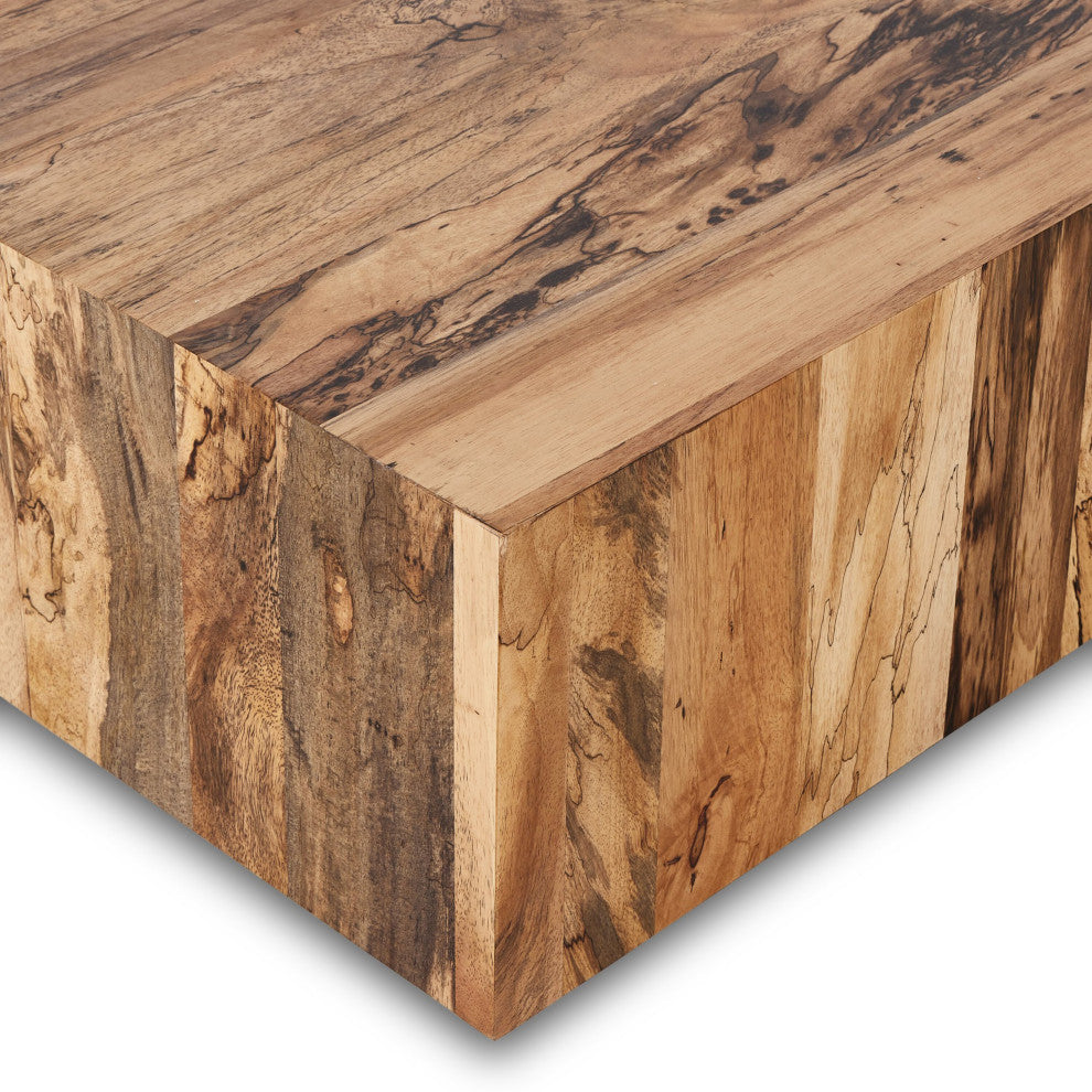 Hudson Large Square Coffee Table Spalted Primavera, Black Pine