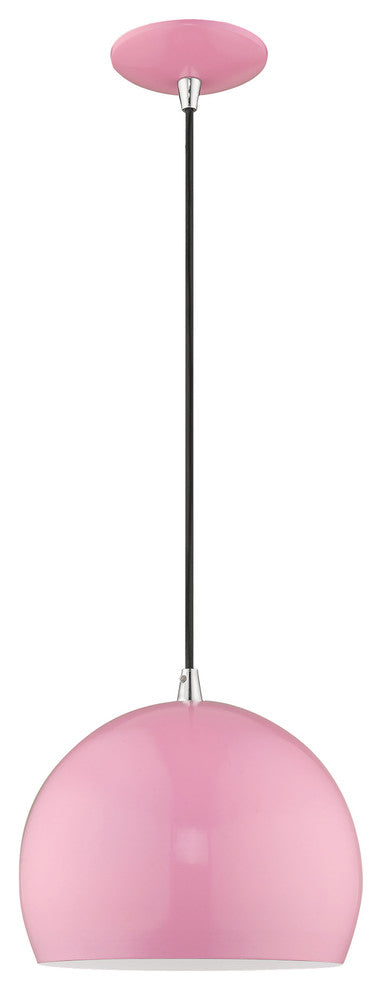 Livex Lighting Shiny Pink 1-Light Mini Pendant