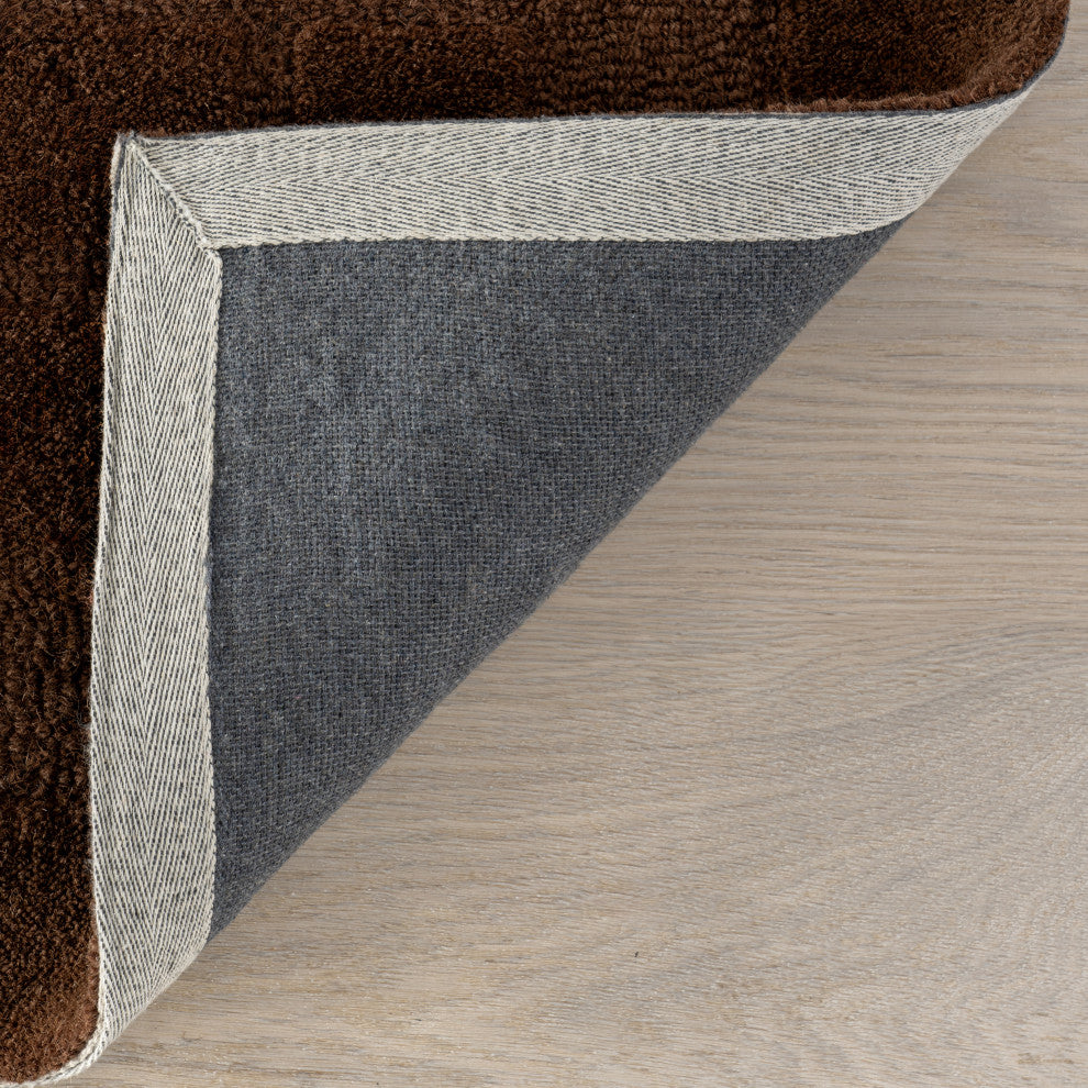 Fritz Checkered Wool Area Rug, Brown 9' x 12'