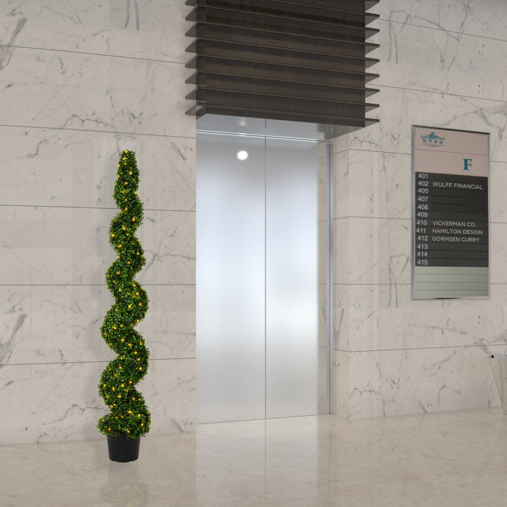 Vickerman Artificial Boxwood Spiral, Pot UV