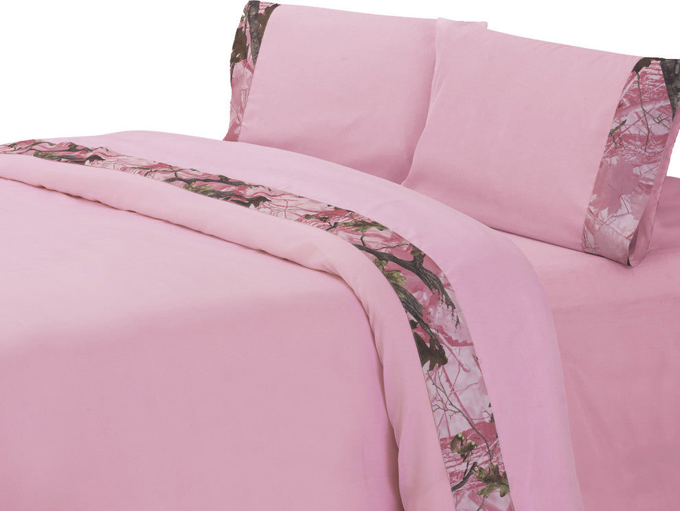 Camo Sheet Set, Queen Pink