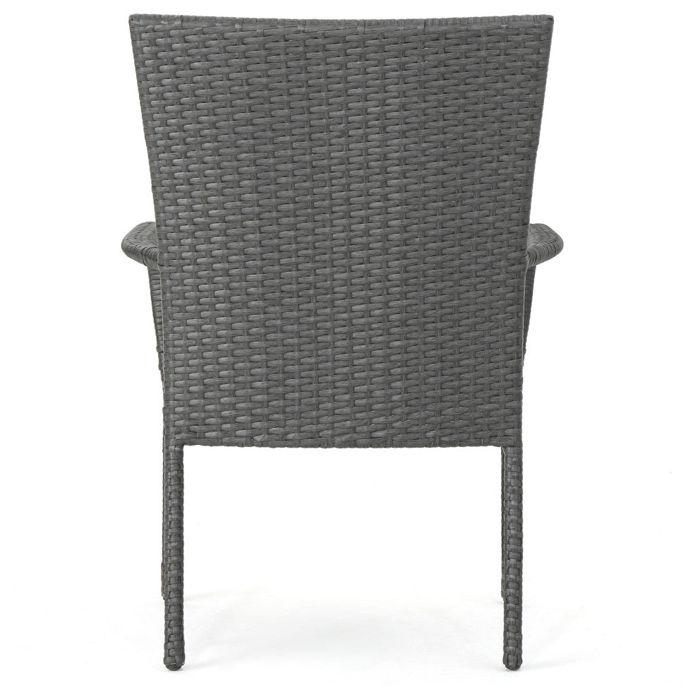 GDF Studio Sultana Outdoor Gray Wicker Stackable Club Chairs, Set of 2