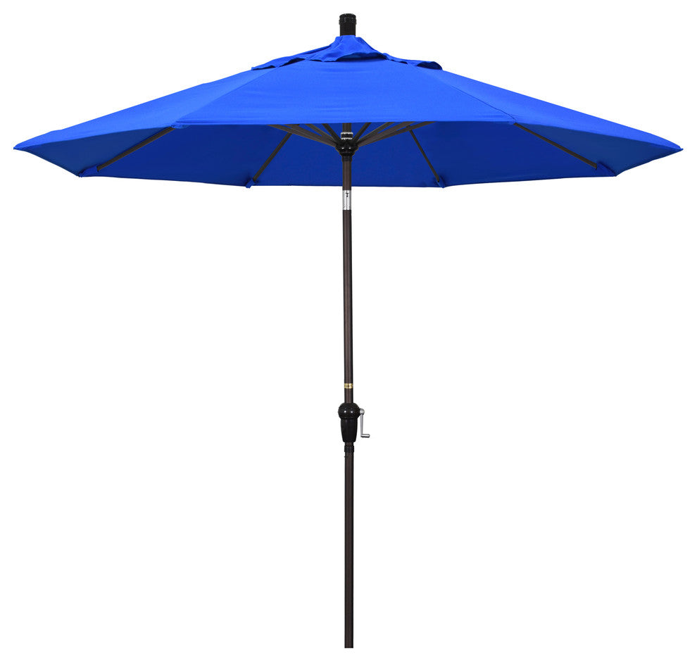 9' Aluminum Umbrella Auto Tilt Bronze, Pacific Blue