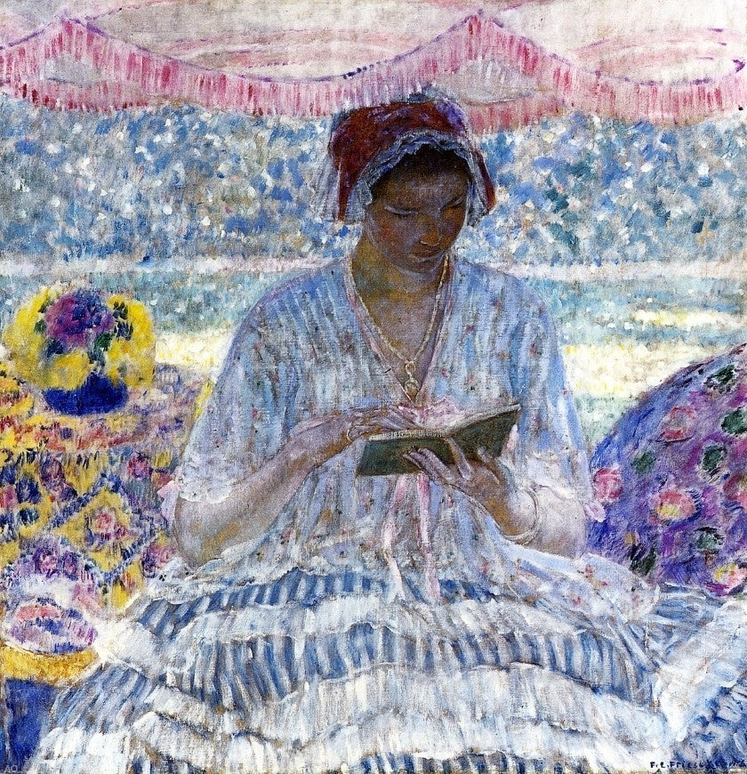 Frederick Carl Frieseke Summer Reading (also known as Under the Awning) Print