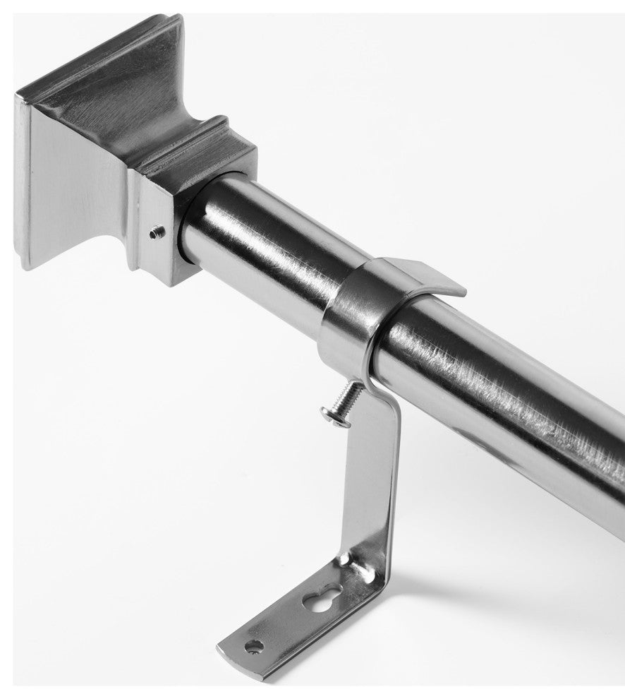 Modern Square Extendable Metal Rod Set, 52" 144", Nickel