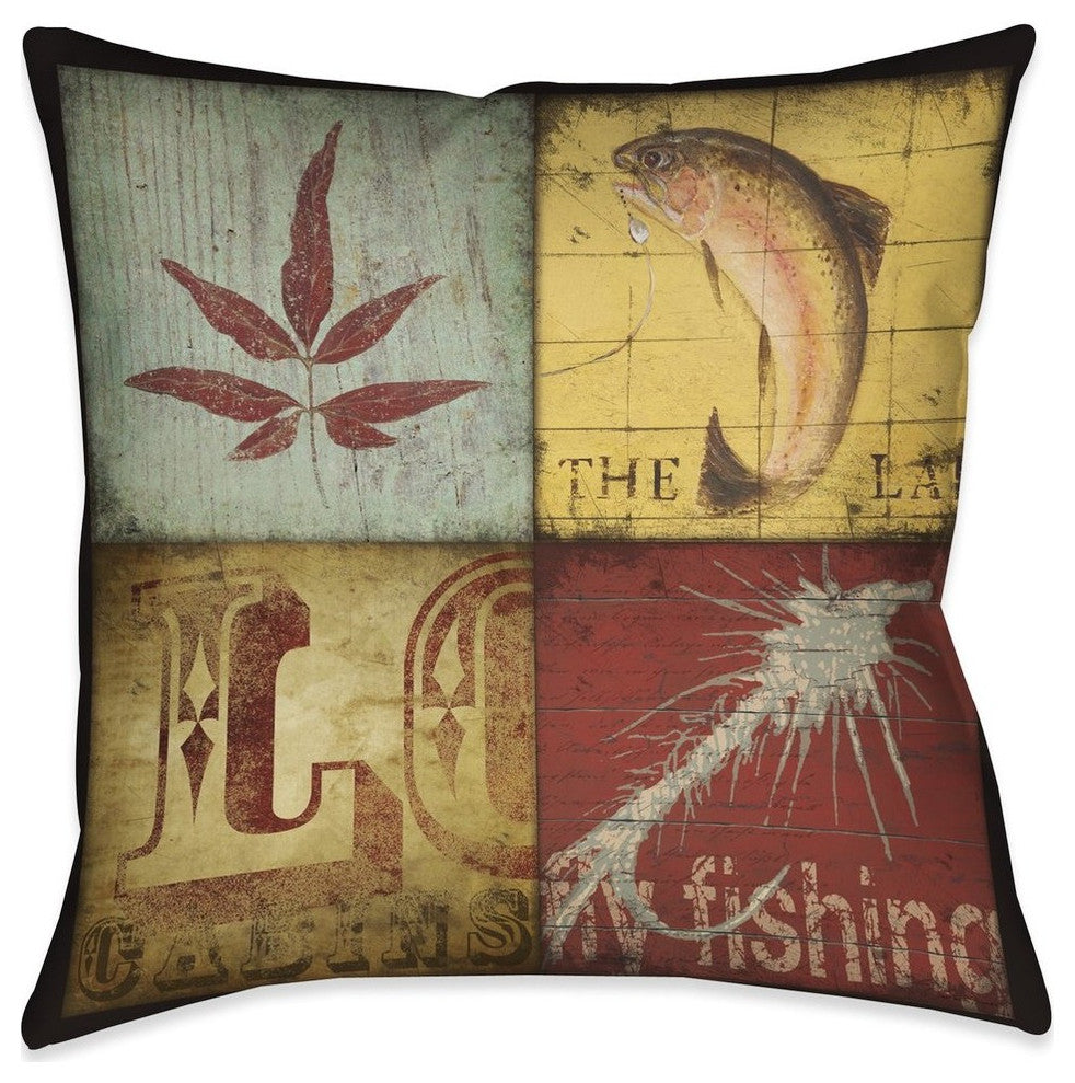 Laural Home Lodge 4 Patch 18" X 18" Indoor Decorative Pillow