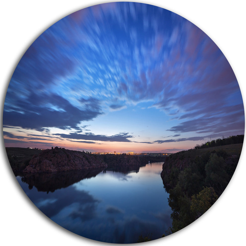 Clouds Reflection In River, Landscape Photo Round Wall Art, 36"