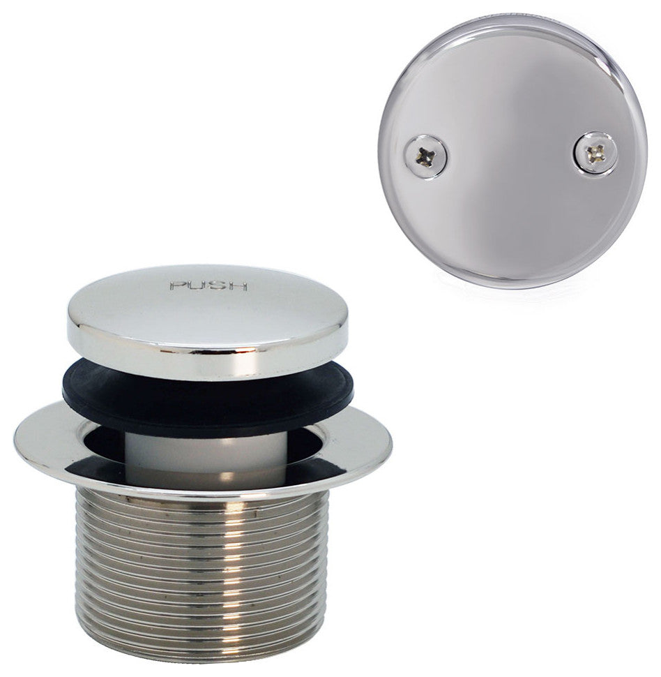 Black 1.5" Tubular Tip Toe Bath Waste In Polished Brass, Black / Polished Nickel