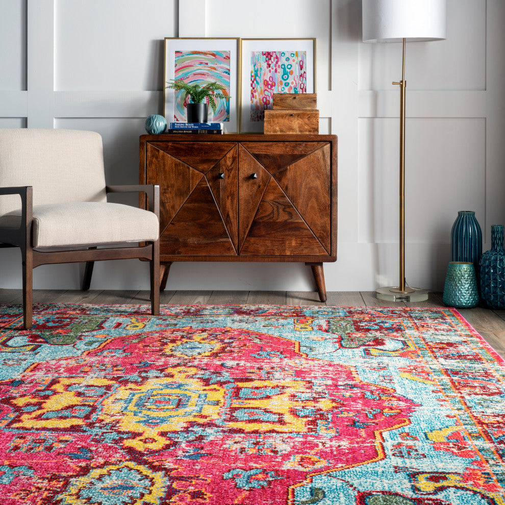Nuloom Mosaic Medallion Area Rug, Fuchsia 2'6"x8'Runner
