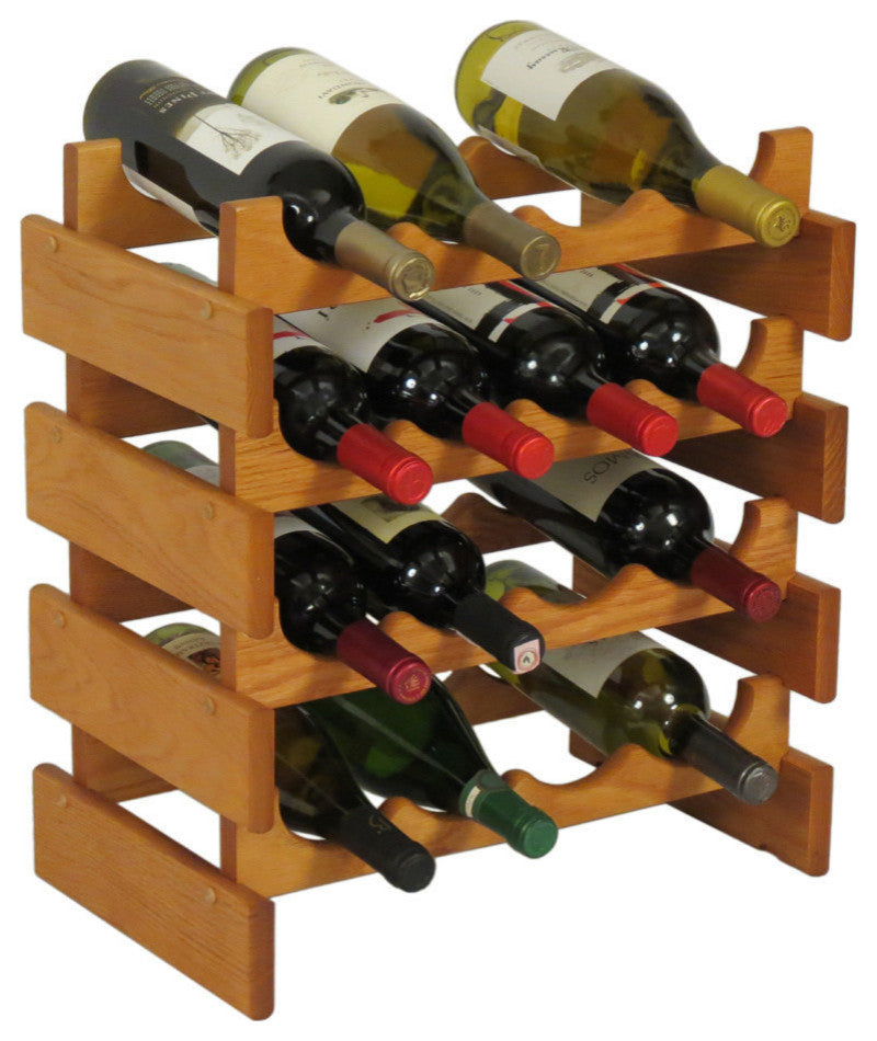 16 Bottle Dakota Wine Rack, Medium Oak