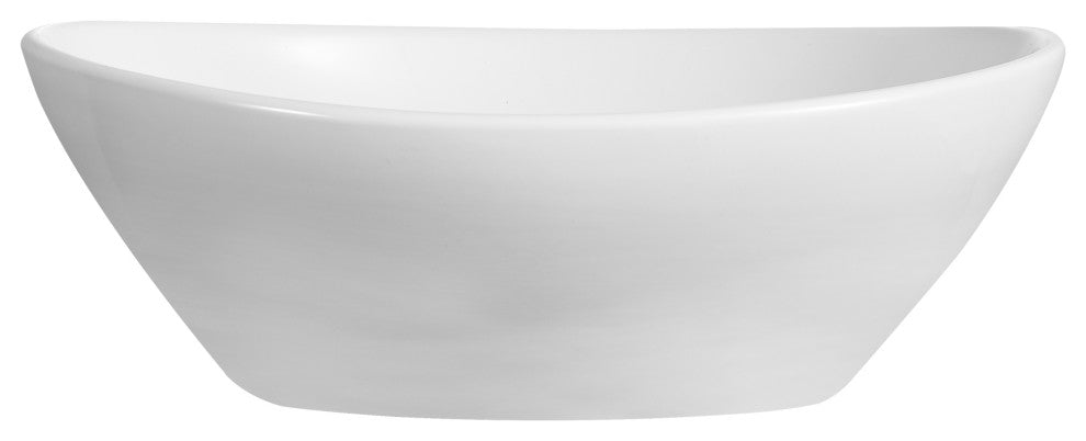 16" x 13" Oval White Ceramic Modern Egg Shape Above Counter Bathroom Vessel Sink