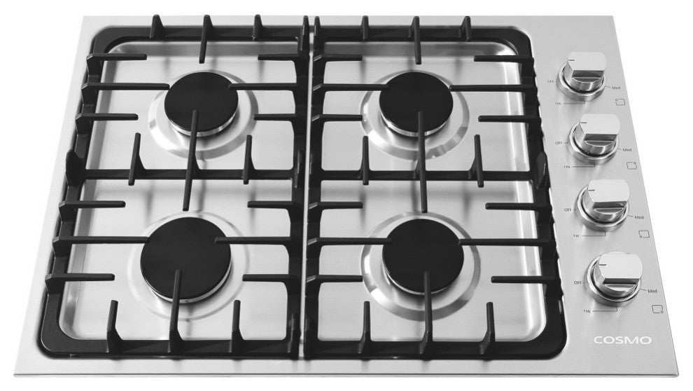 30 in. Luxury Gas Cooktop in Stainless Steel with 4 Italian Burners Easy Clean