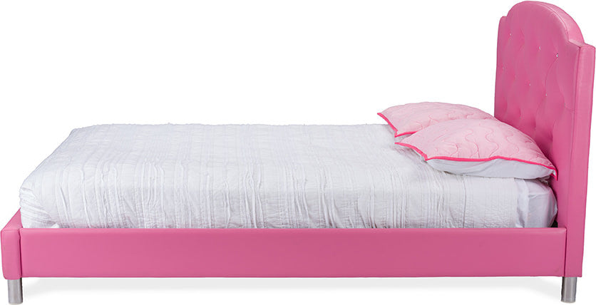 Canterbury Leather Contemporary Bed, White, Full