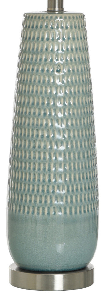 Starlite Ceramic Table Lamp Off-White Shade, Dimpled Luster Sage Finish